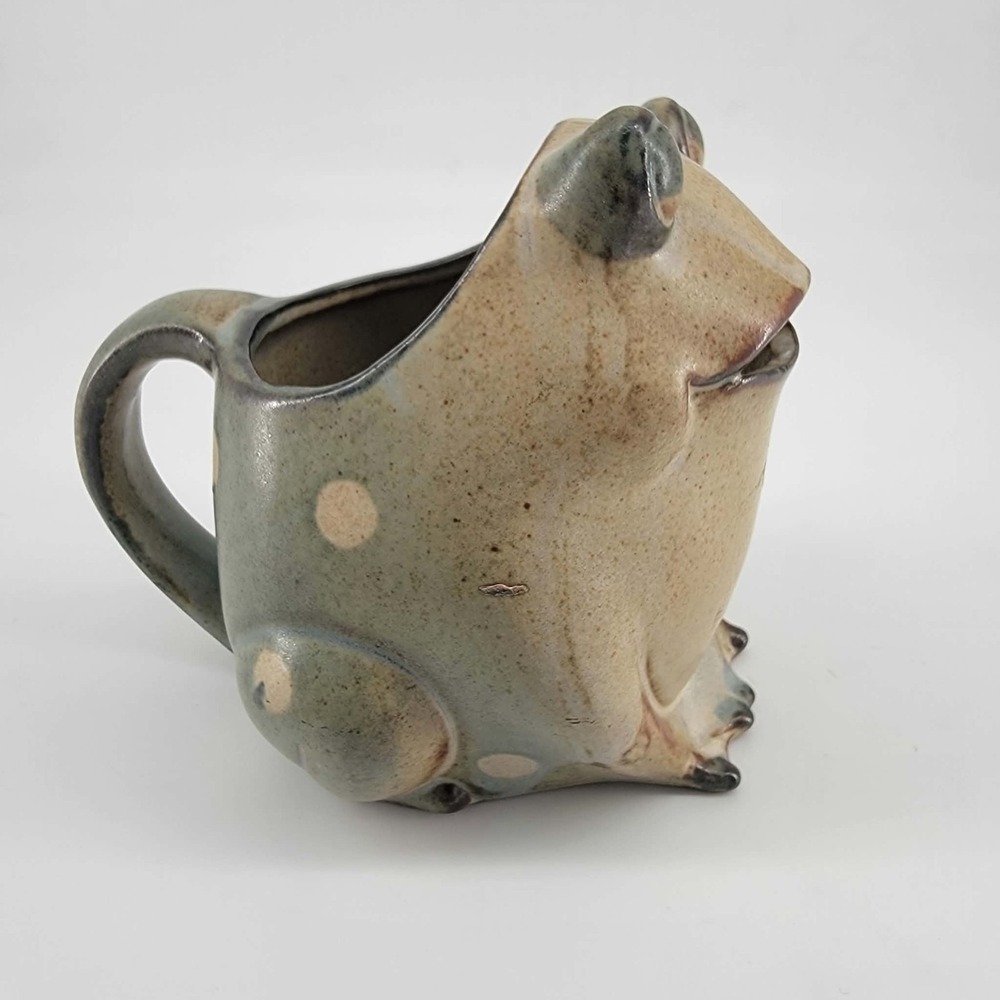 Vintage UCTCI Japan Art Pottery Spotted Frog Creamer Pitcher Original Foil Label